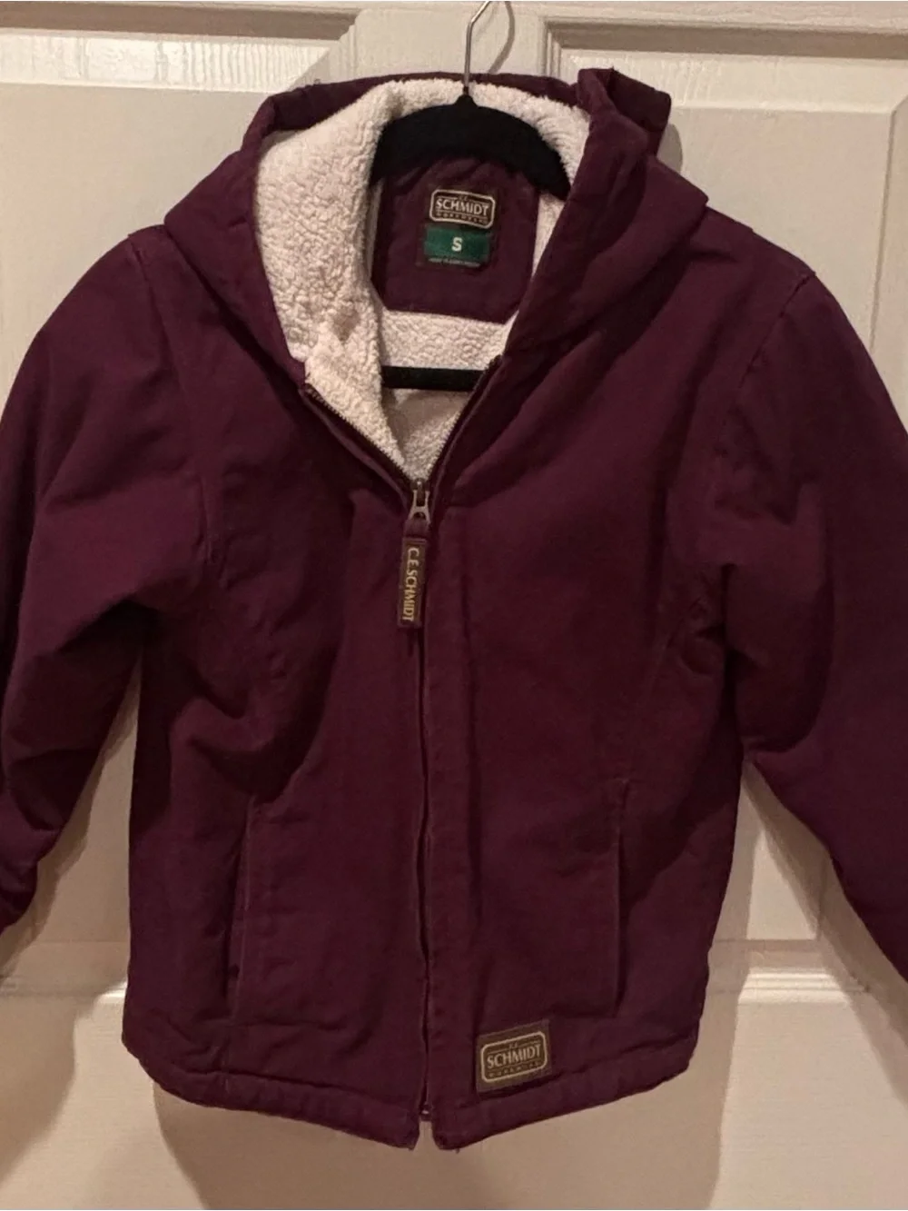 CE Schmidt Kids Hooded Jacket in Deep Plum Work Coat